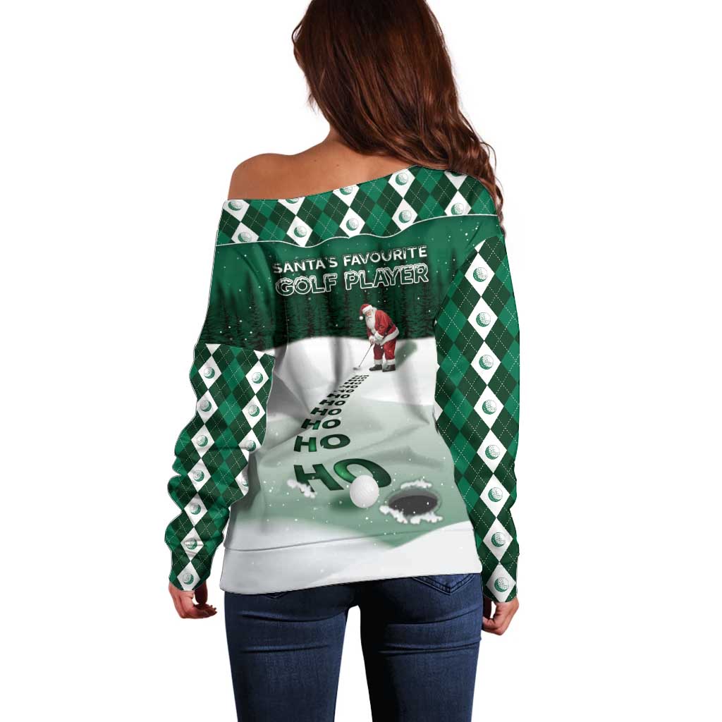 Golf Christmas Off Shoulder Sweater Driving Home Fooore Xmas - Wonder Print Shop