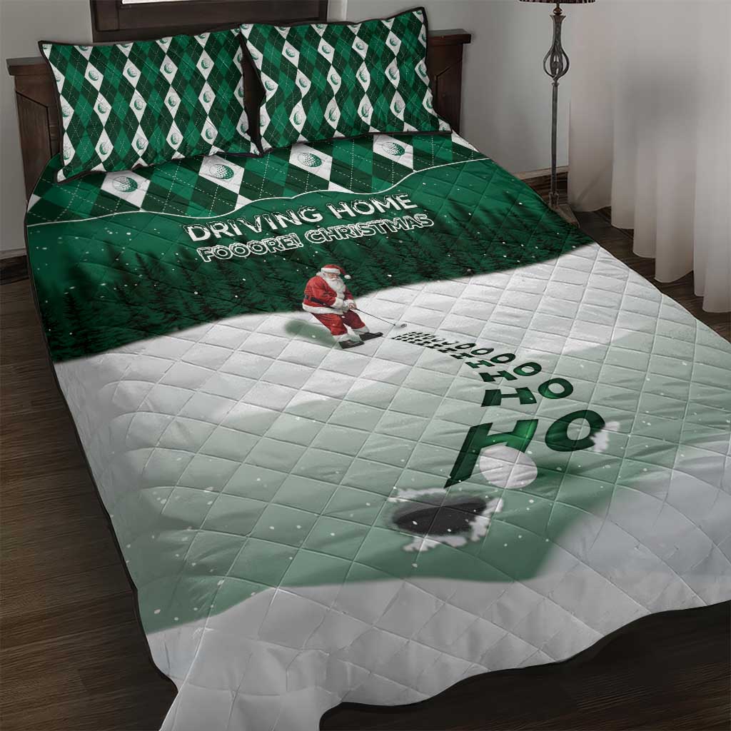 Golf Christmas Quilt Bed Set Driving Home Fooore Xmas - Wonder Print Shop