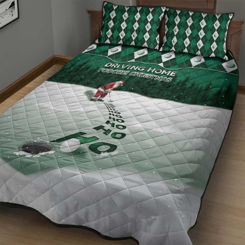 Golf Christmas Quilt Bed Set Driving Home Fooore Xmas - Wonder Print Shop