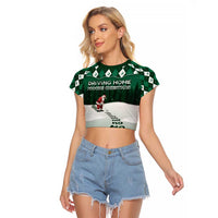 Golf Christmas Raglan Cropped T Shirt Driving Home Fooore Xmas - Wonder Print Shop