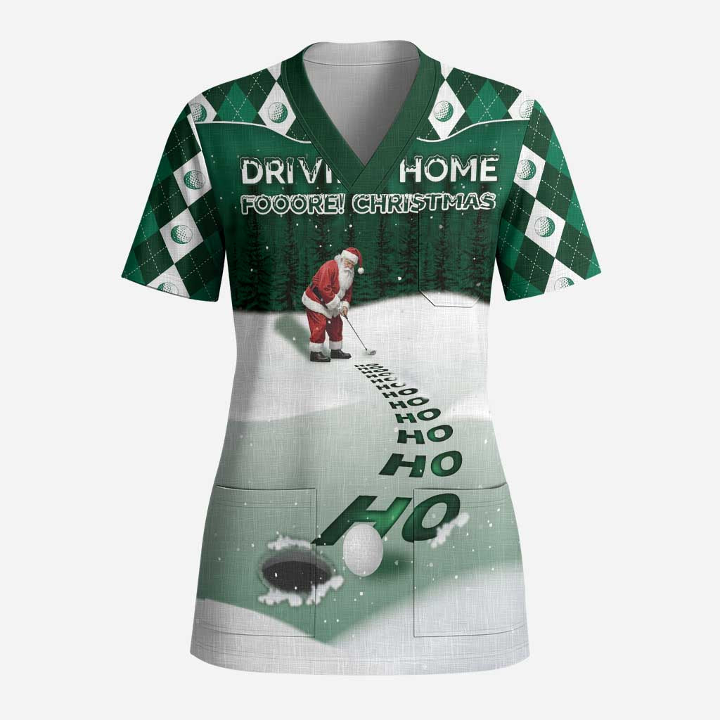 Golf Christmas Scrub Top Driving Home Fooore Xmas - Wonder Print Shop