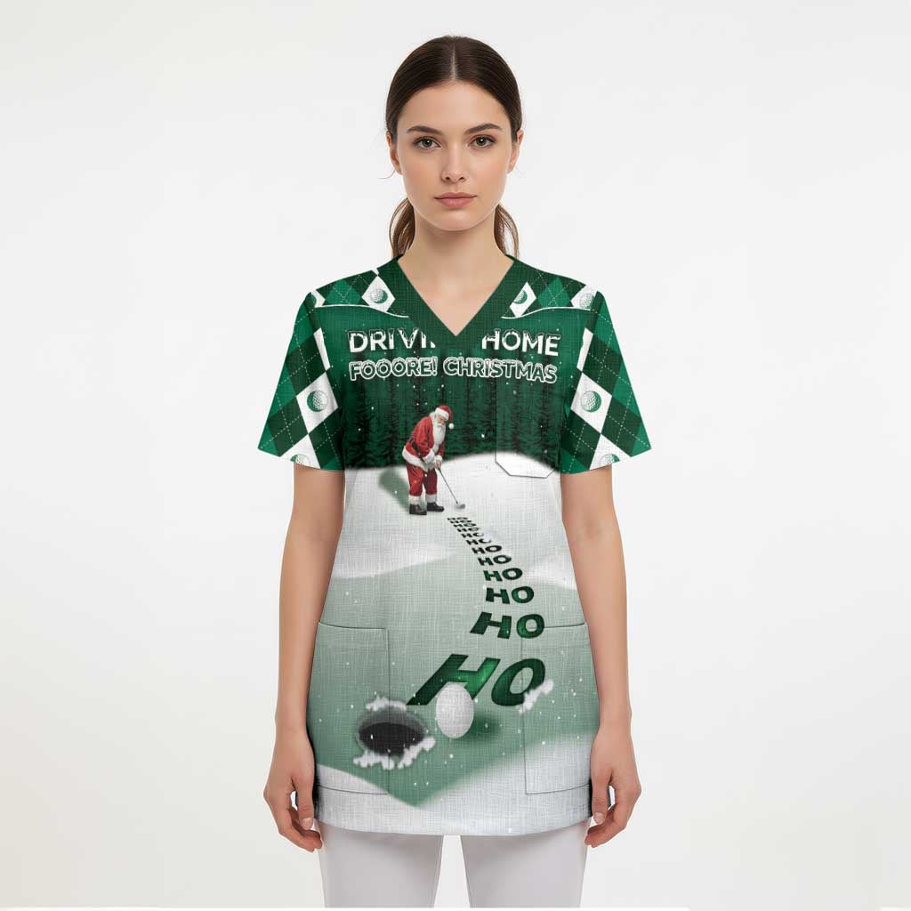Golf Christmas Scrub Top Driving Home Fooore Xmas - Wonder Print Shop