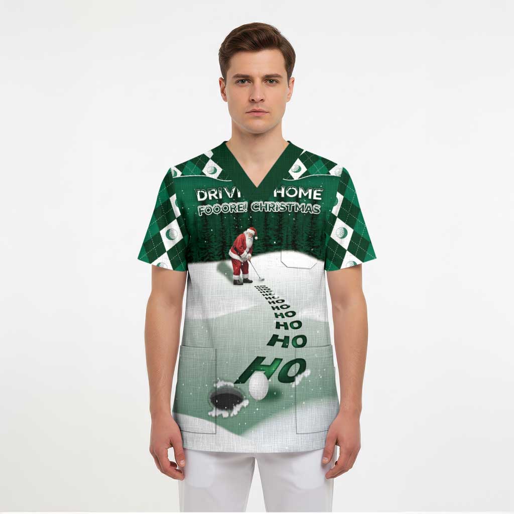 Golf Christmas Scrub Top Driving Home Fooore Xmas - Wonder Print Shop