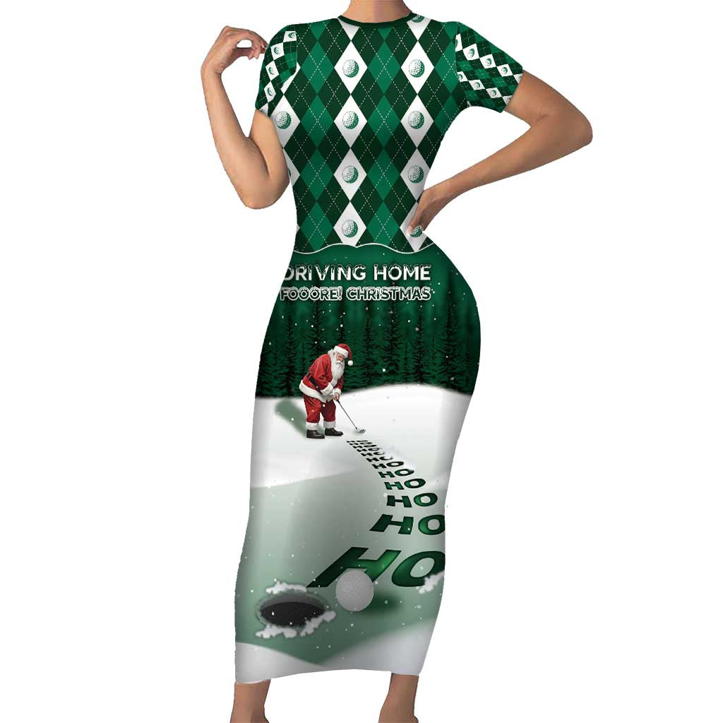 Golf Christmas Short Sleeve Bodycon Dress Driving Home Fooore Xmas - Wonder Print Shop