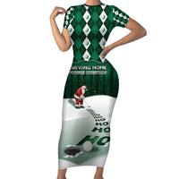 Golf Christmas Short Sleeve Bodycon Dress Driving Home Fooore Xmas - Wonder Print Shop