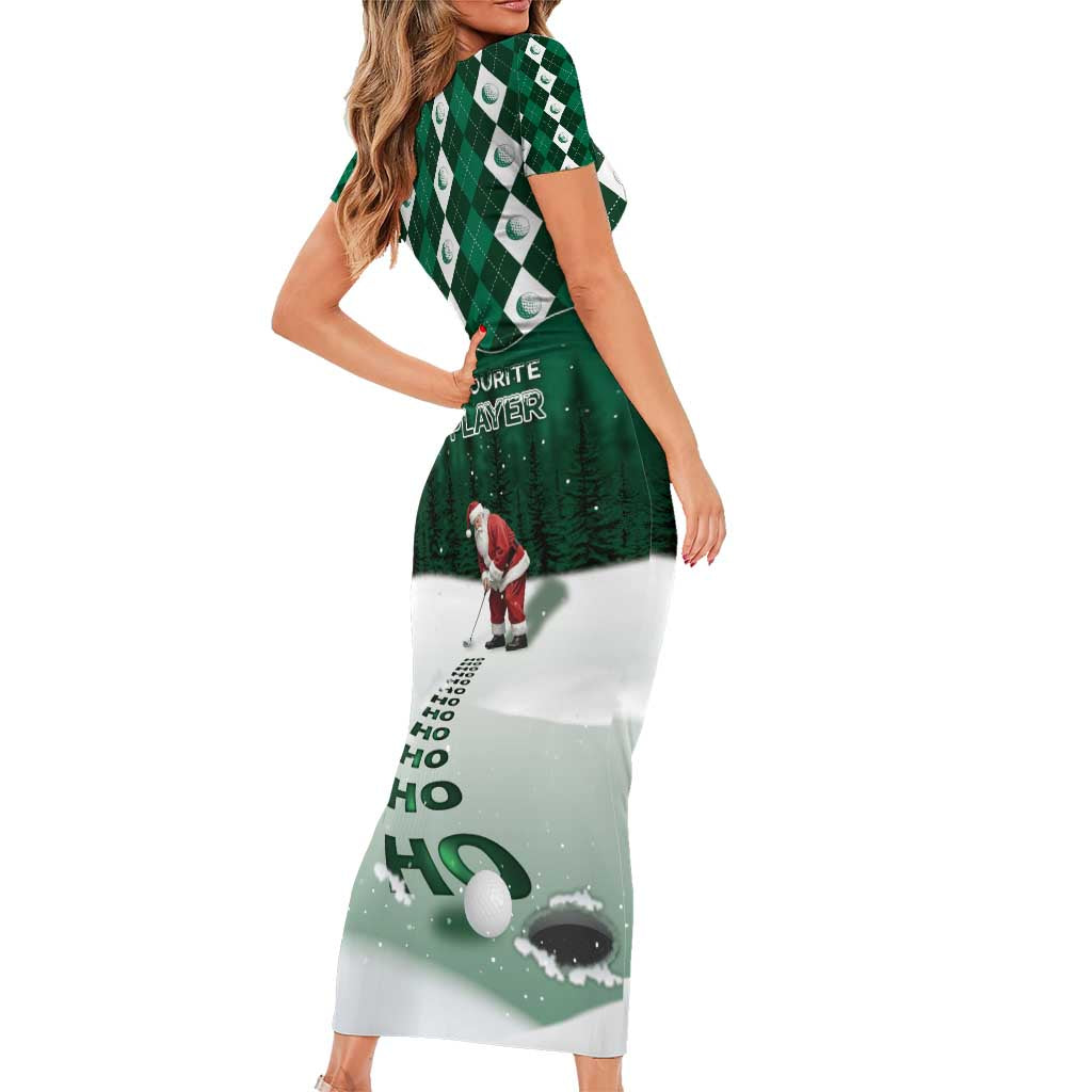 Golf Christmas Short Sleeve Bodycon Dress Driving Home Fooore Xmas - Wonder Print Shop
