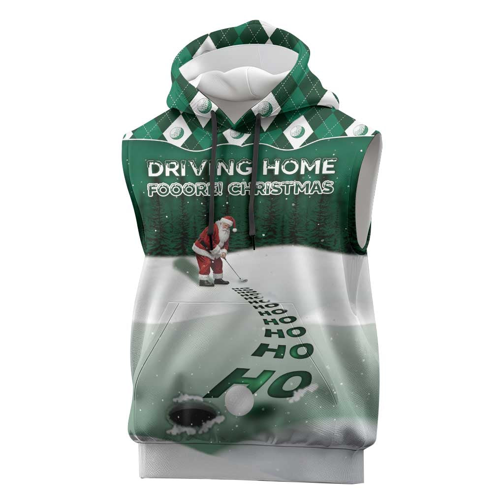Golf Christmas Sleeveless Hoodie Driving Home Fooore Xmas - Wonder Print Shop