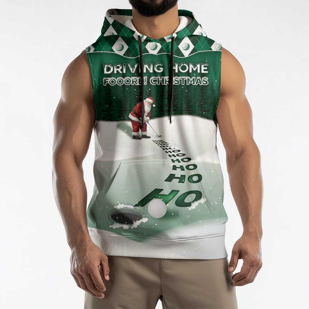 Golf Christmas Sleeveless Hoodie Driving Home Fooore Xmas - Wonder Print Shop
