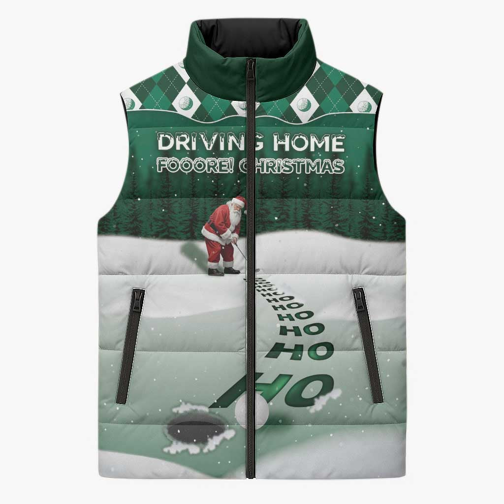 Golf Christmas Sleeveless Puffer Jacket Driving Home Fooore Xmas - Wonder Print Shop