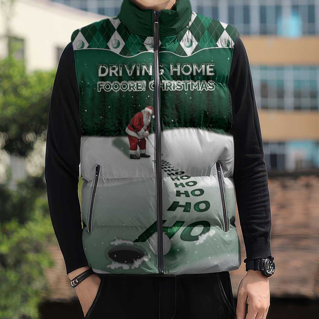 Golf Christmas Sleeveless Puffer Jacket Driving Home Fooore Xmas - Wonder Print Shop