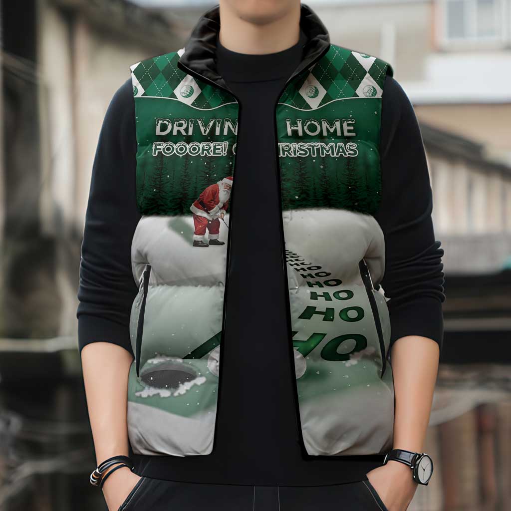 Golf Christmas Sleeveless Puffer Jacket Driving Home Fooore Xmas - Wonder Print Shop
