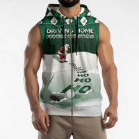 Golf Christmas Sleeveless Zip Hoodie Driving Home Fooore Xmas - Wonder Print Shop