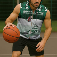 Golf Christmas Sleeveless Zip Hoodie Driving Home Fooore Xmas - Wonder Print Shop