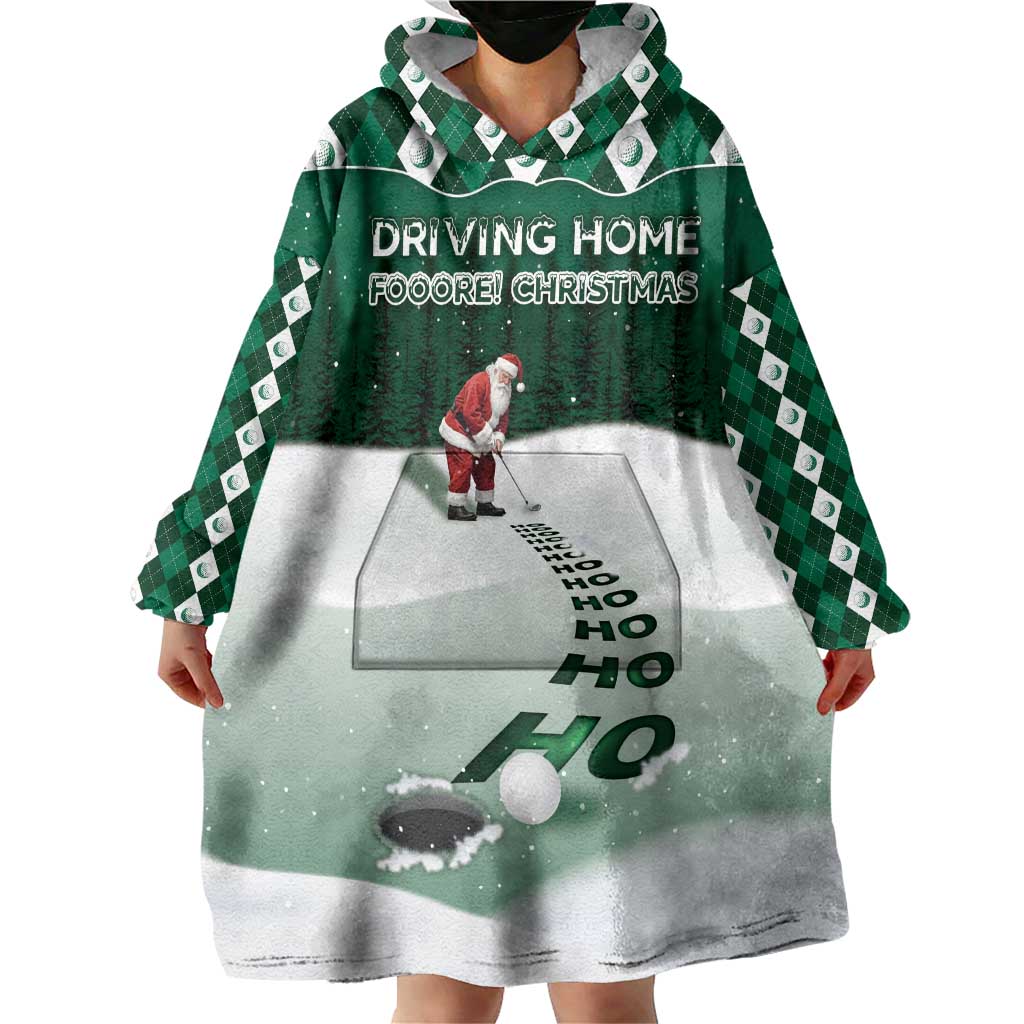 Golf Christmas Wearable Blanket Hoodie Driving Home Fooore Xmas - Wonder Print Shop