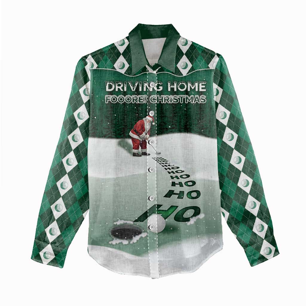 Golf Christmas Women Casual Shirt Driving Home Fooore Xmas - Wonder Print Shop
