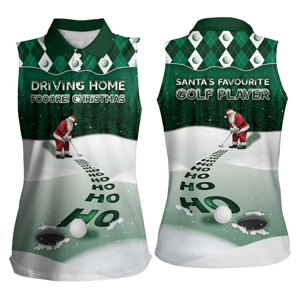 Golf Christmas Women Sleeveless Polo Shirt Driving Home Fooore Xmas - Wonder Print Shop