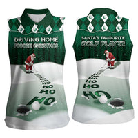 Golf Christmas Women Sleeveless Polo Shirt Driving Home Fooore Xmas - Wonder Print Shop