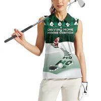 Golf Christmas Women Sleeveless Polo Shirt Driving Home Fooore Xmas - Wonder Print Shop