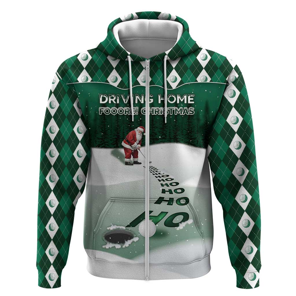 Golf Christmas Zip Hoodie Driving Home Fooore Xmas - Wonder Print Shop