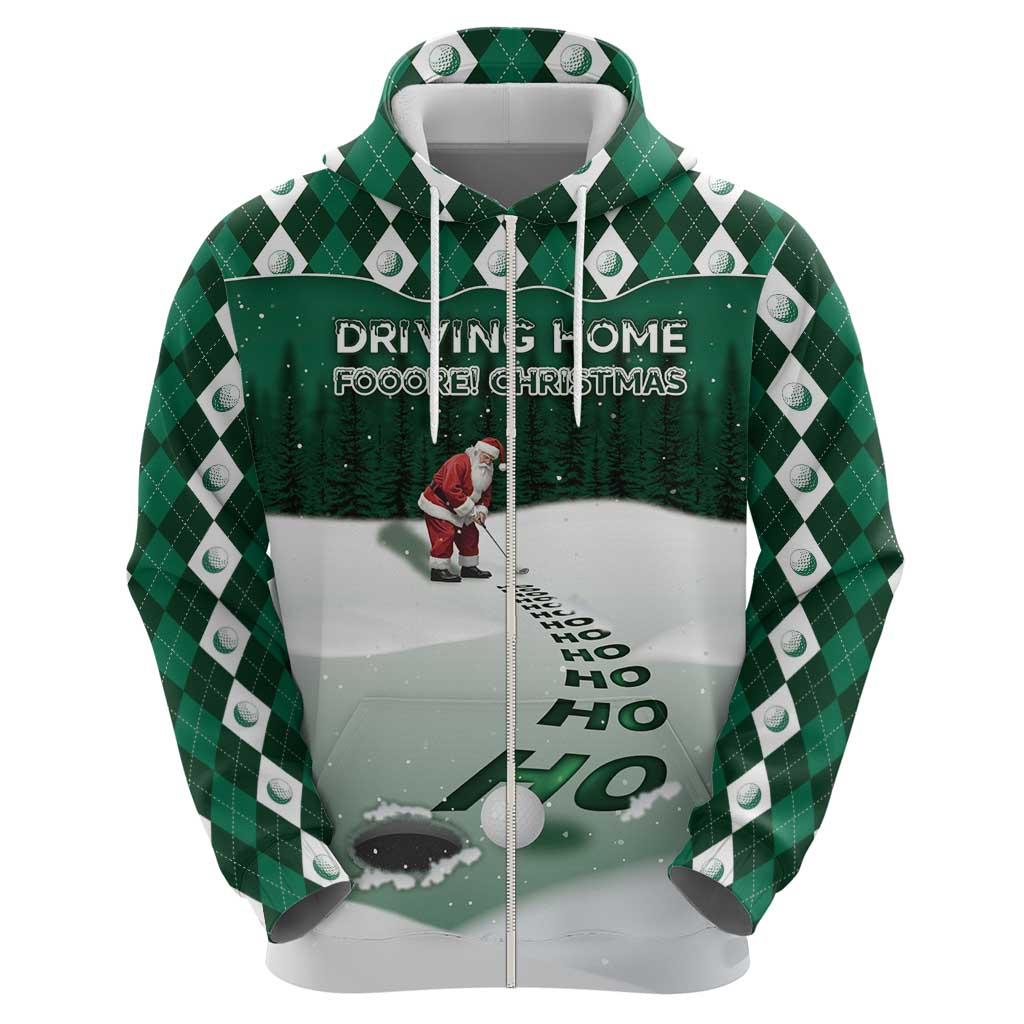 Golf Christmas Zip Hoodie Driving Home Fooore Xmas - Wonder Print Shop