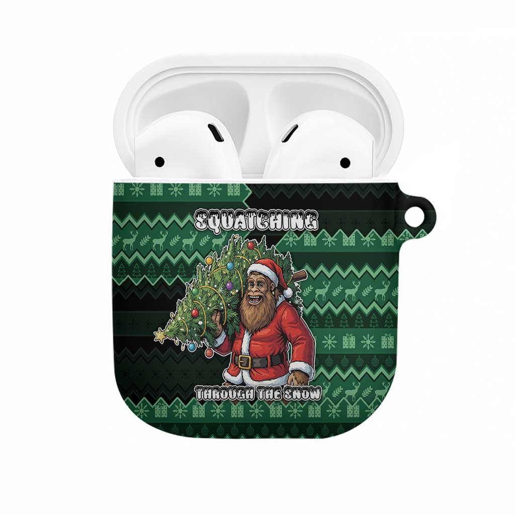 Bigfoot Christmas AirPods Case Squatching Through The Snow - Wonder Print Shop