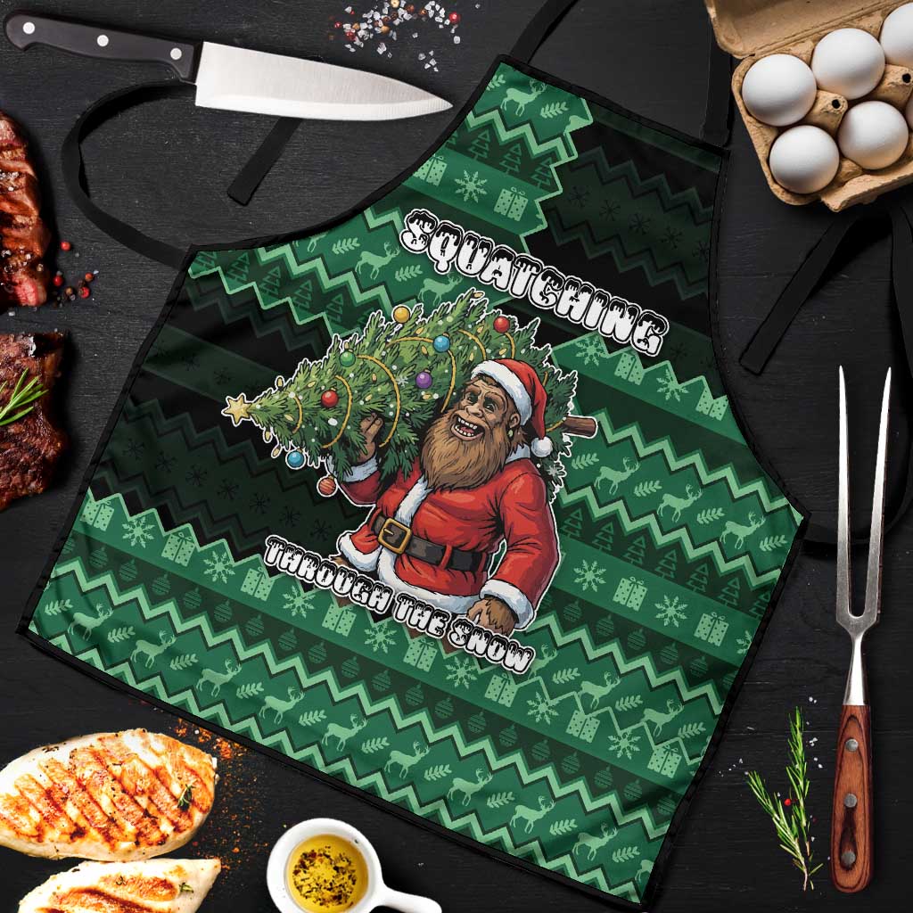 Bigfoot Christmas Apron Squatching Through The Snow - Wonder Print Shop