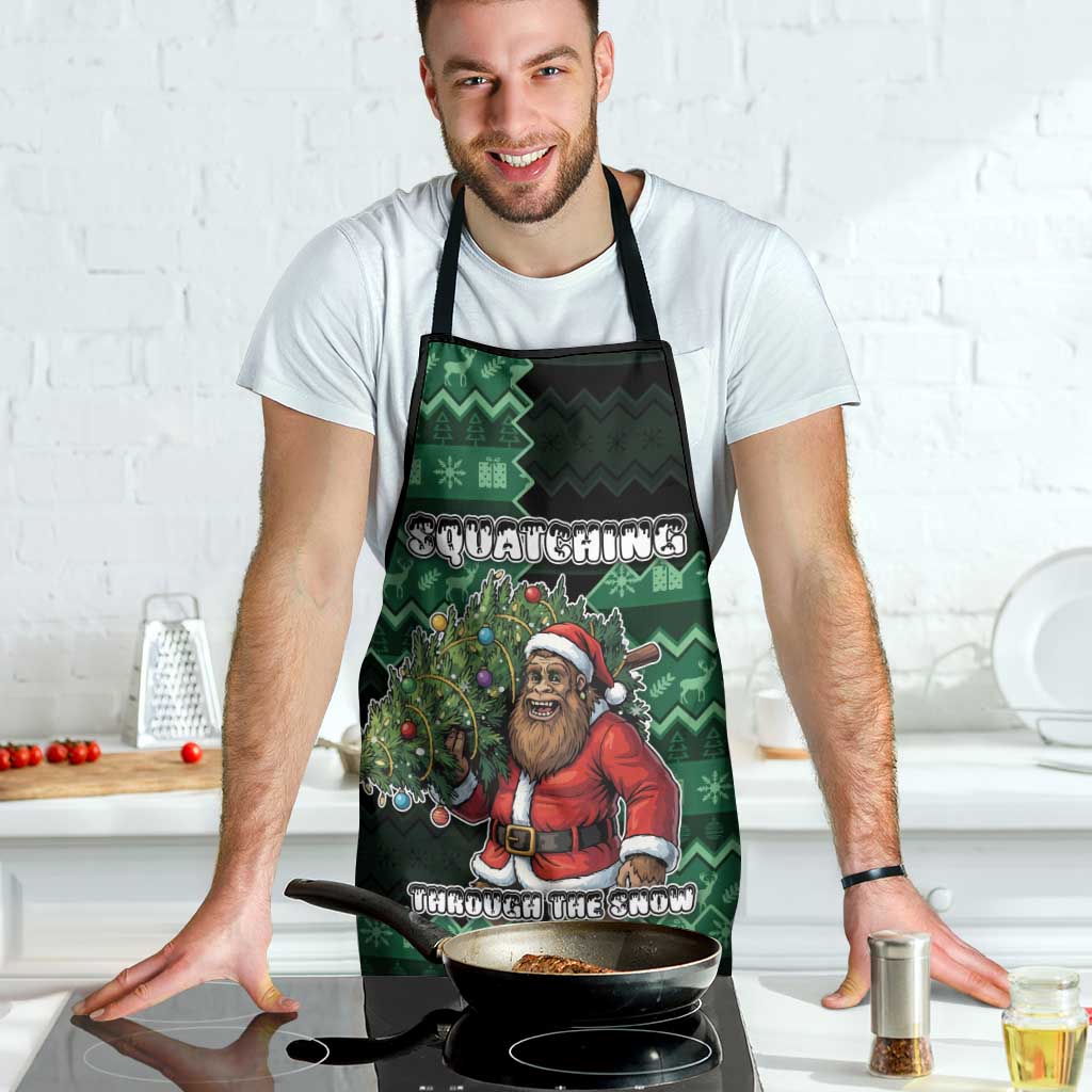 Bigfoot Christmas Apron Squatching Through The Snow - Wonder Print Shop
