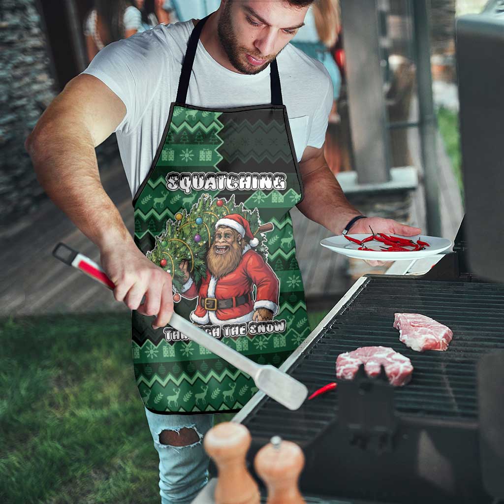 Bigfoot Christmas Apron Squatching Through The Snow - Wonder Print Shop