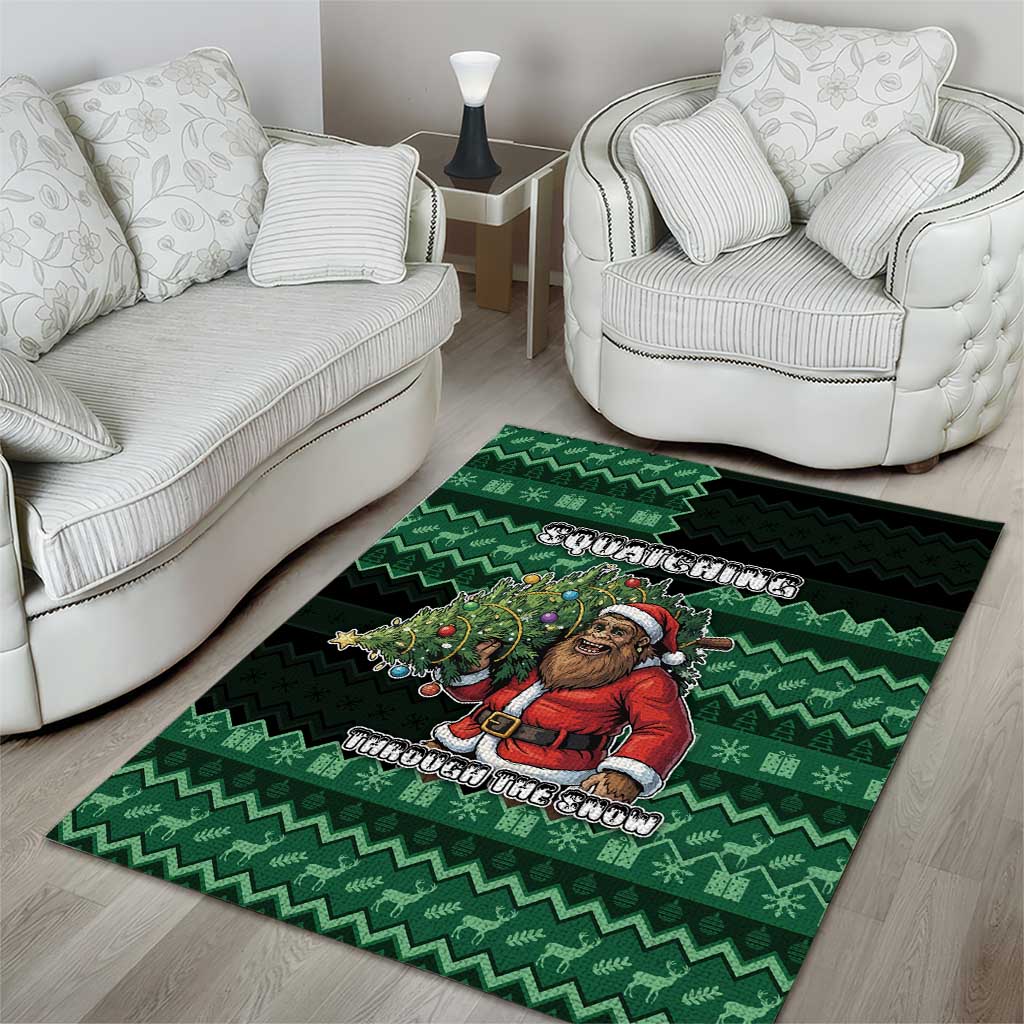 Bigfoot Christmas Area Rug Squatching Through The Snow - Wonder Print Shop