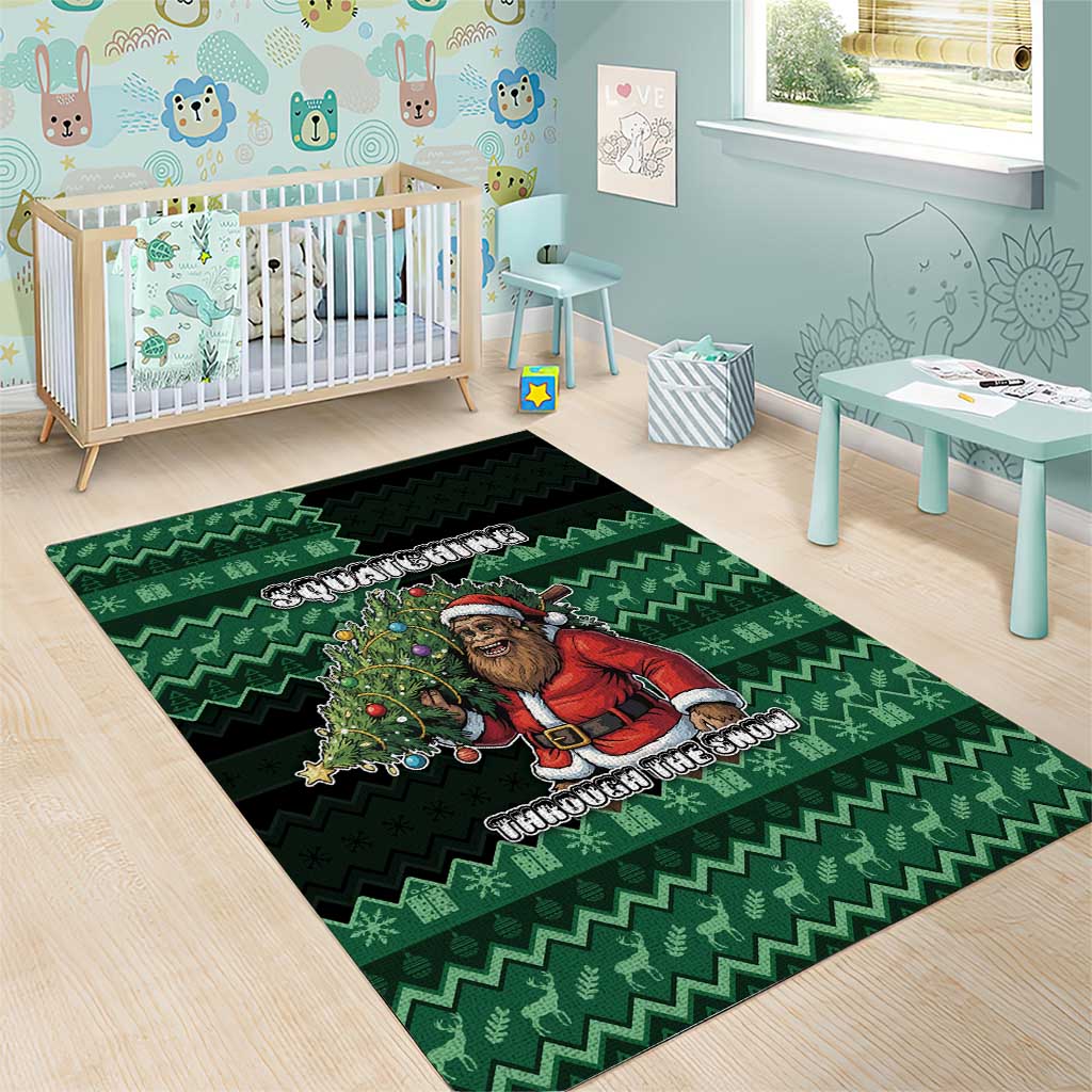 Bigfoot Christmas Area Rug Squatching Through The Snow - Wonder Print Shop