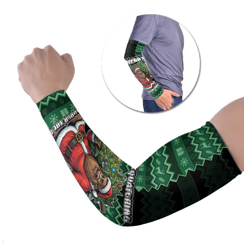 Bigfoot Christmas Arm Sleeves Squatching Through The Snow - Wonder Print Shop