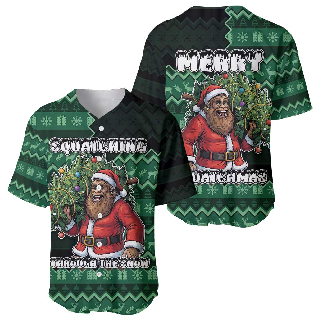 Bigfoot Christmas Baseball Jersey Squatching Through The Snow - Wonder Print Shop