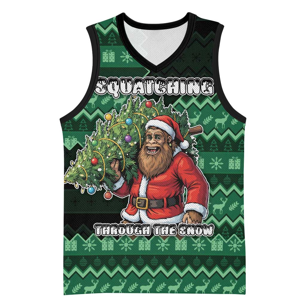 Bigfoot Christmas Basketball Jersey Squatching Through The Snow - Wonder Print Shop