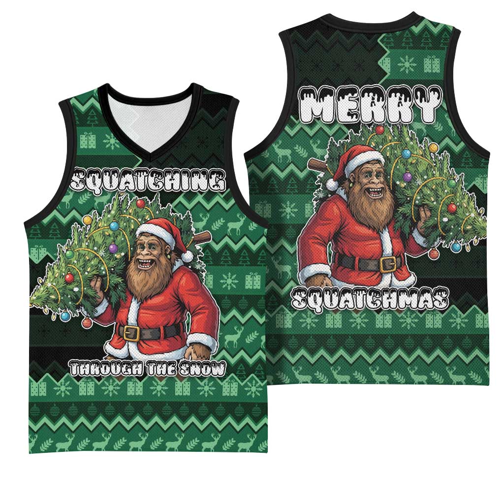 Bigfoot Christmas Basketball Jersey Squatching Through The Snow - Wonder Print Shop