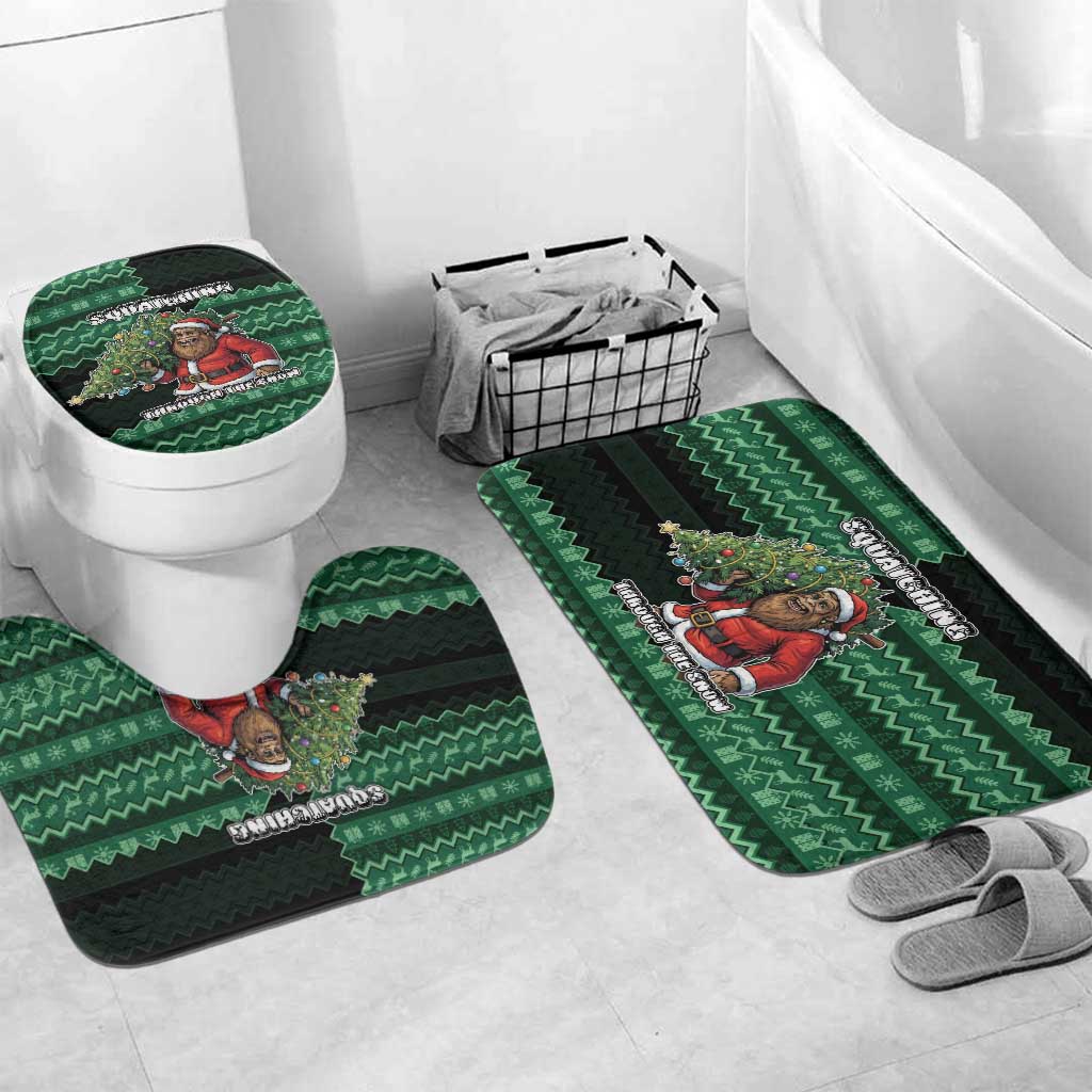 Bigfoot Christmas Bathroom Set Squatching Through The Snow - Wonder Print Shop