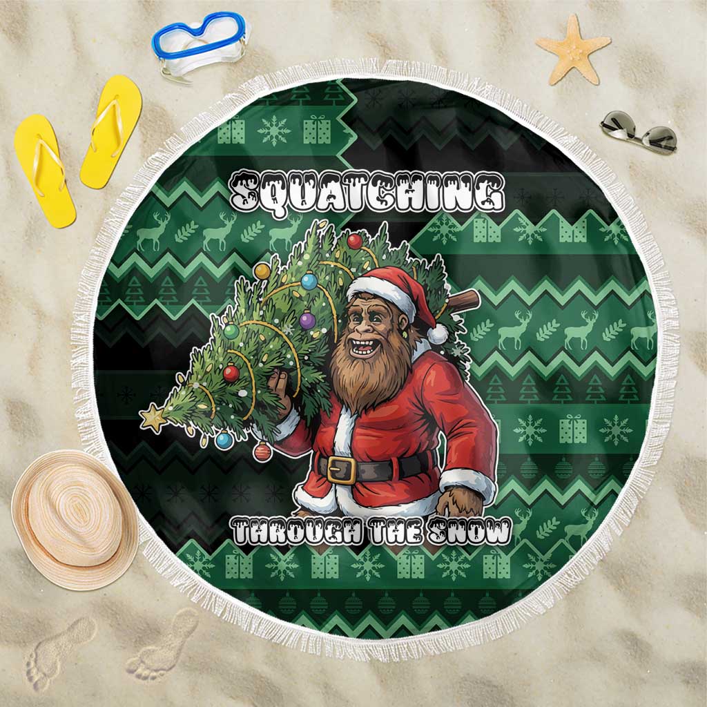 Bigfoot Christmas Beach Blanket Squatching Through The Snow - Wonder Print Shop