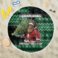 Bigfoot Christmas Beach Blanket Squatching Through The Snow - Wonder Print Shop