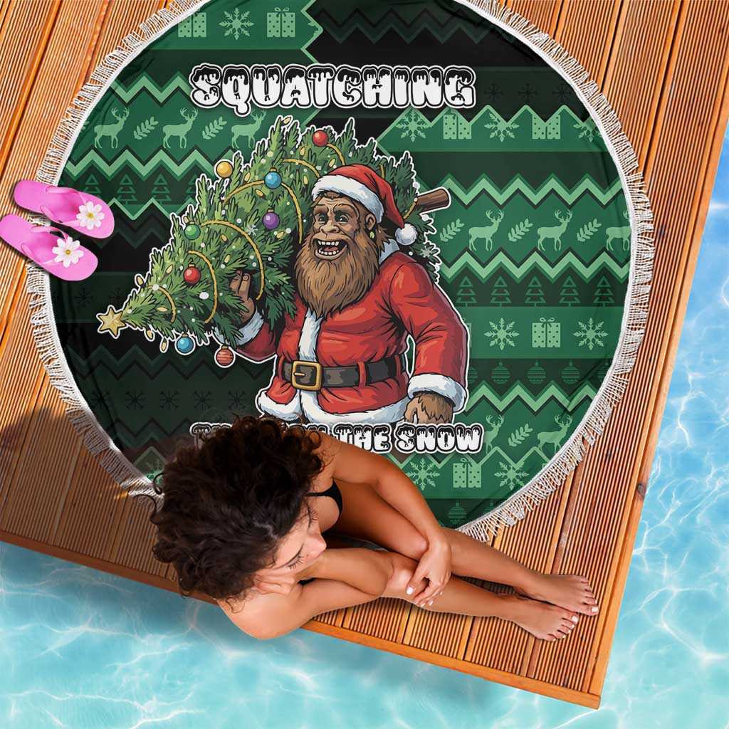 Bigfoot Christmas Beach Blanket Squatching Through The Snow - Wonder Print Shop