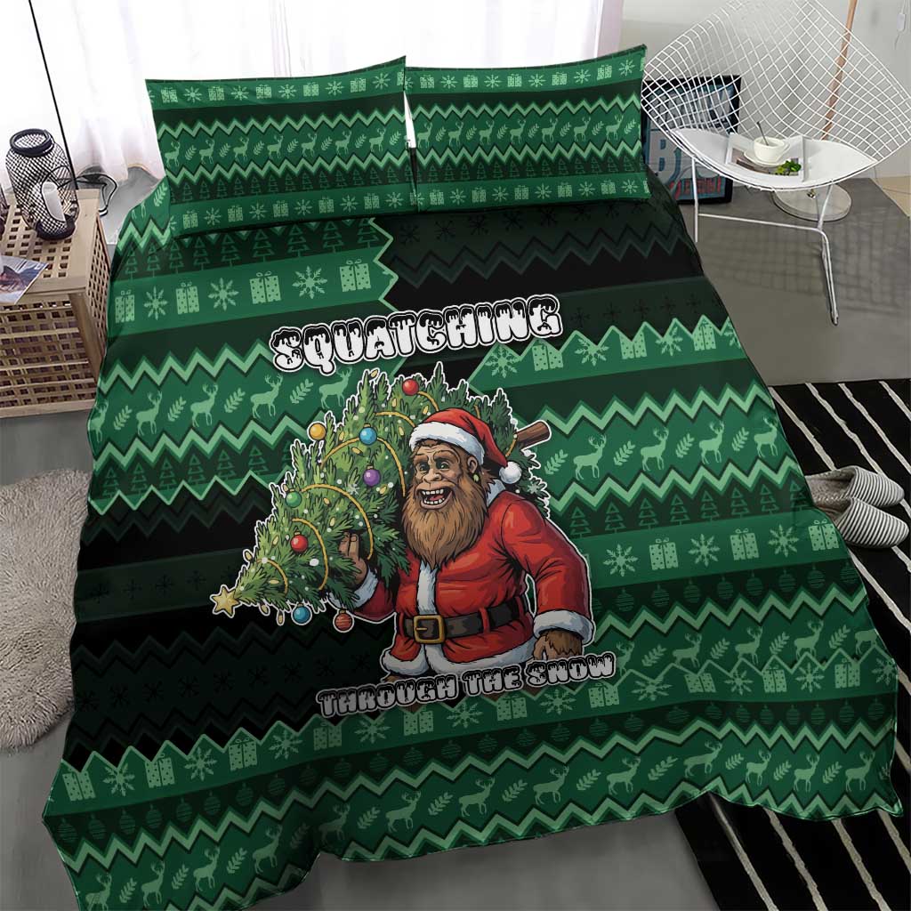 Bigfoot Christmas Bedding Set Squatching Through The Snow - Wonder Print Shop