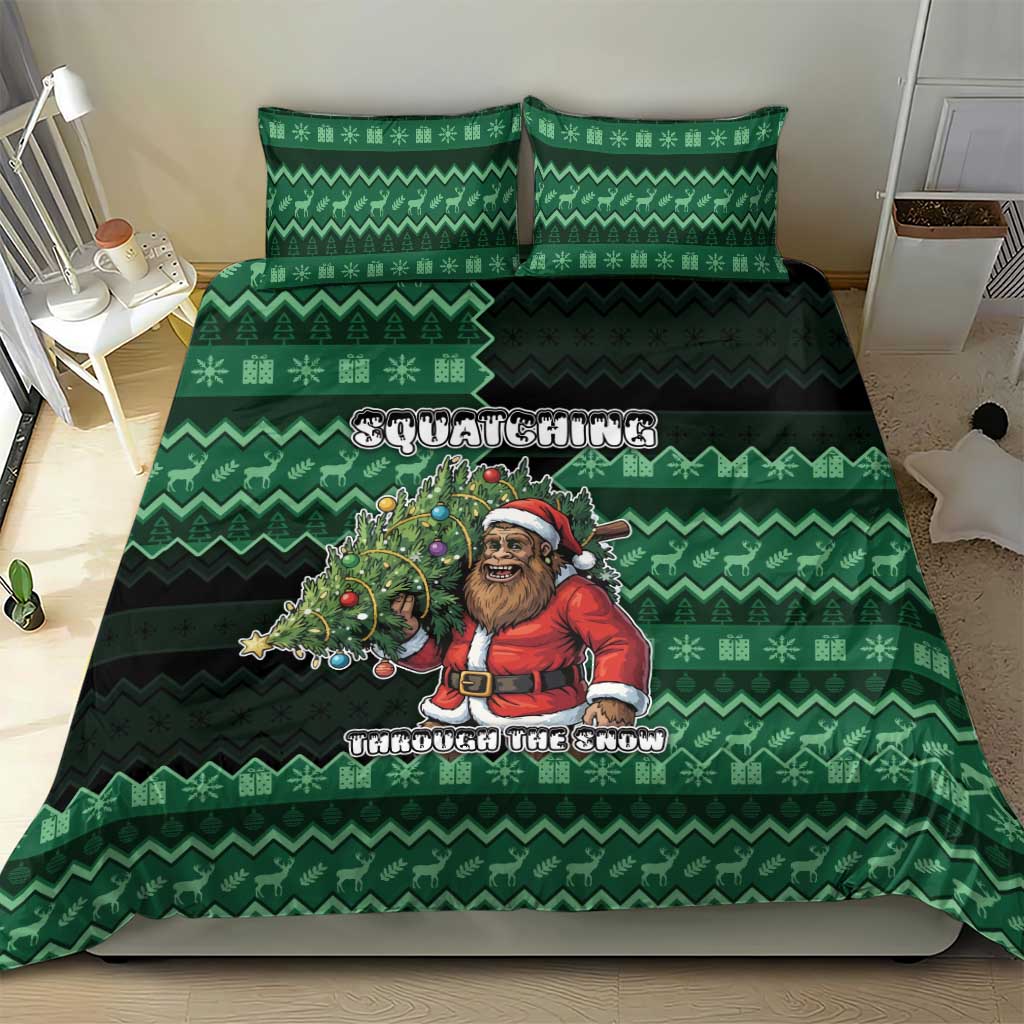 Bigfoot Christmas Bedding Set Squatching Through The Snow - Wonder Print Shop