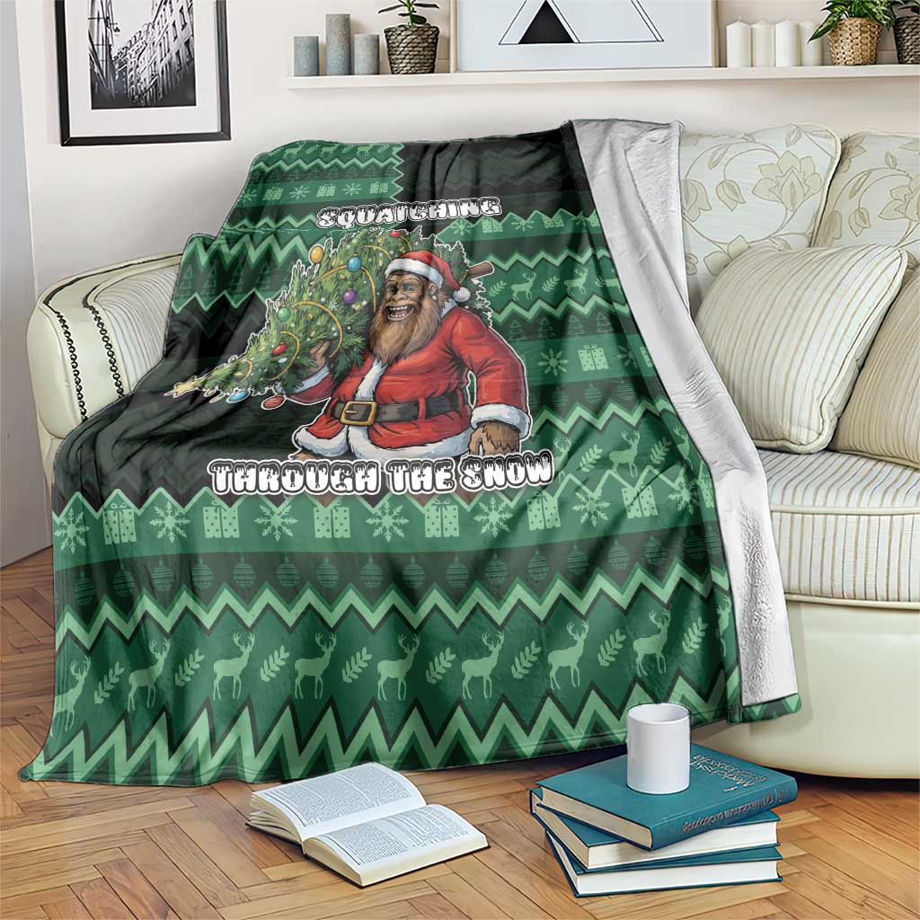 Bigfoot Christmas Blanket Squatching Through The Snow - Wonder Print Shop