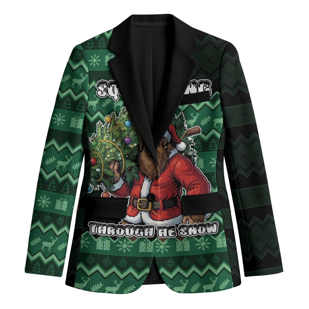 Bigfoot Christmas Blazer Squatching Through The Snow - Wonder Print Shop