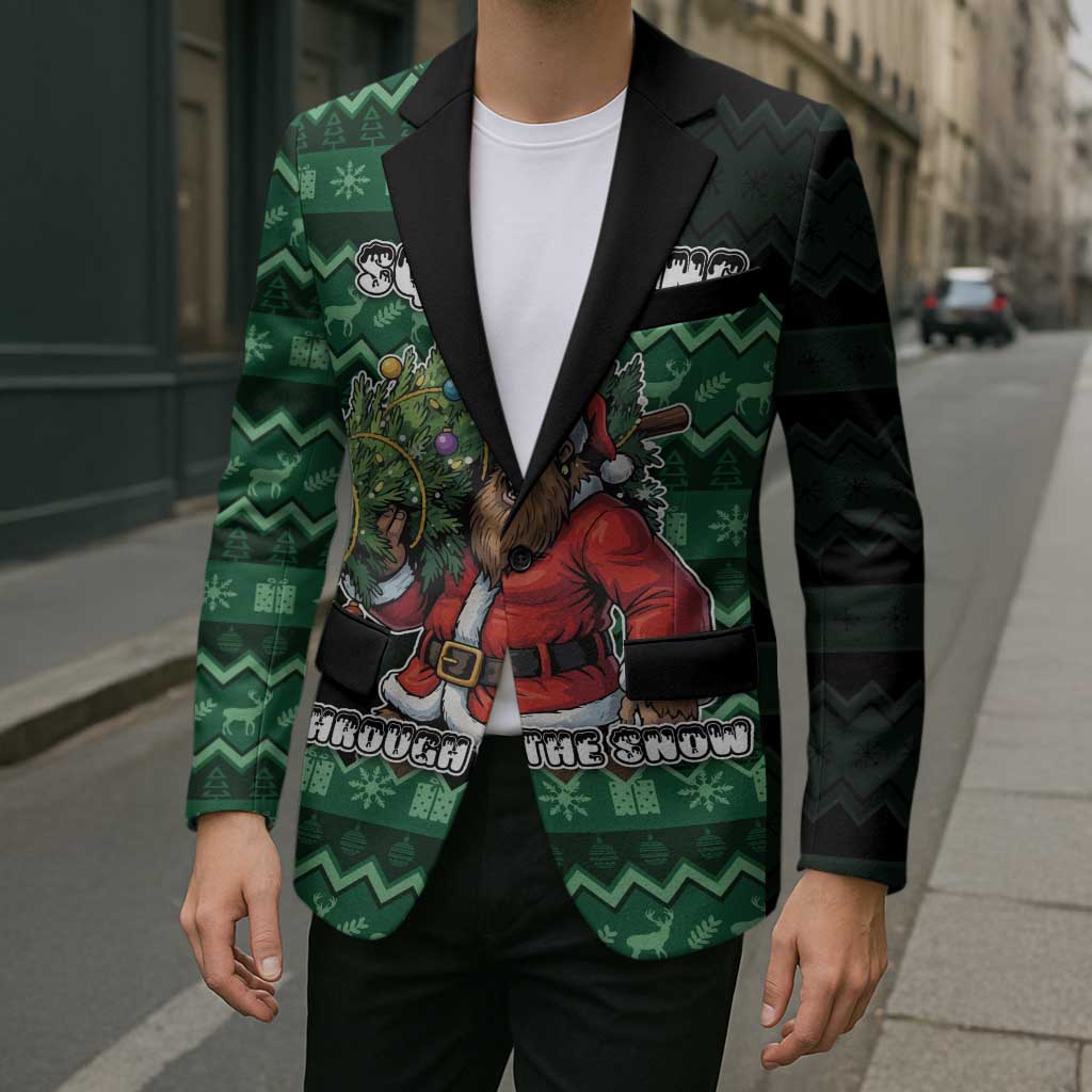 Bigfoot Christmas Blazer Squatching Through The Snow - Wonder Print Shop