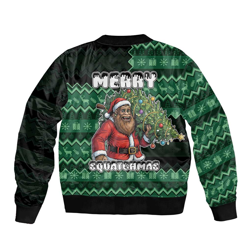 Bigfoot Christmas Bomber Jacket Squatching Through The Snow - Wonder Print Shop