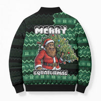 Bigfoot Christmas Bomber Puffer Jacket Squatching Through The Snow - Wonder Print Shop