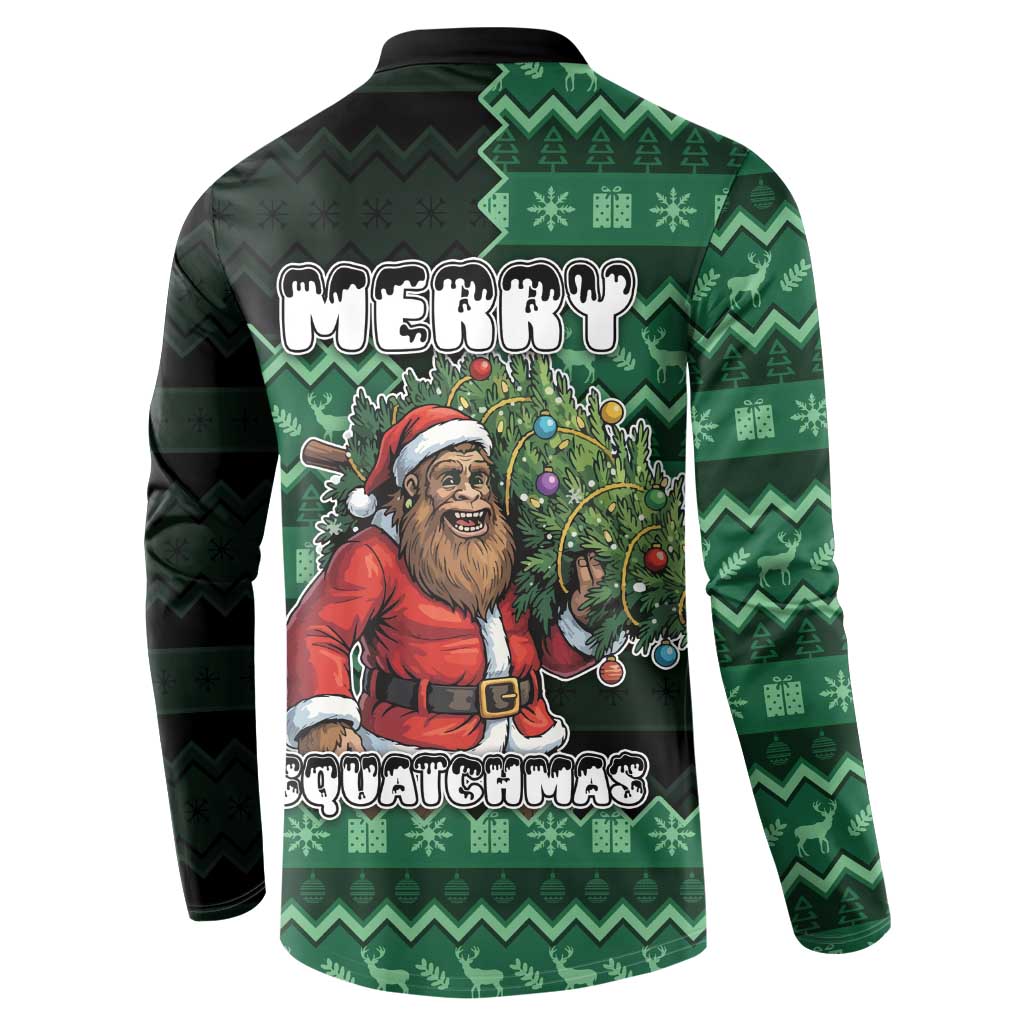 Bigfoot Christmas Button Sweatshirt Squatching Through The Snow - Wonder Print Shop