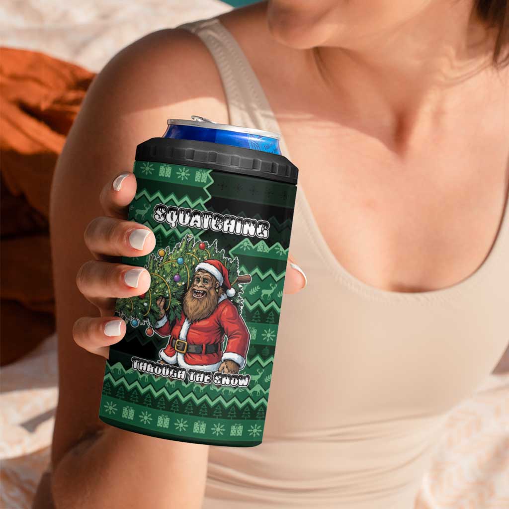 Bigfoot Christmas 4 in 1 Can Cooler Tumbler Squatching Through The Snow - Wonder Print Shop