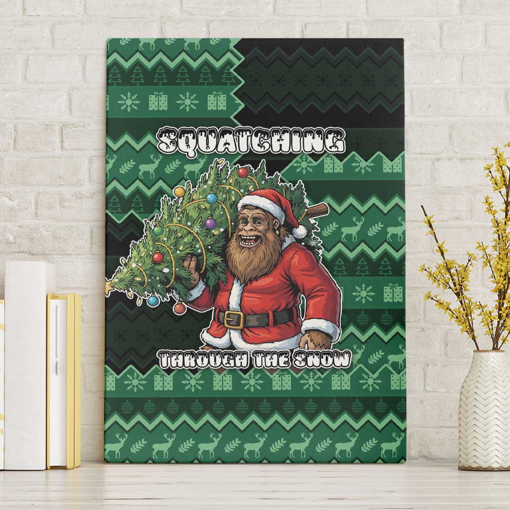 Bigfoot Christmas Canvas Wall Art Squatching Through The Snow - Wonder Print Shop