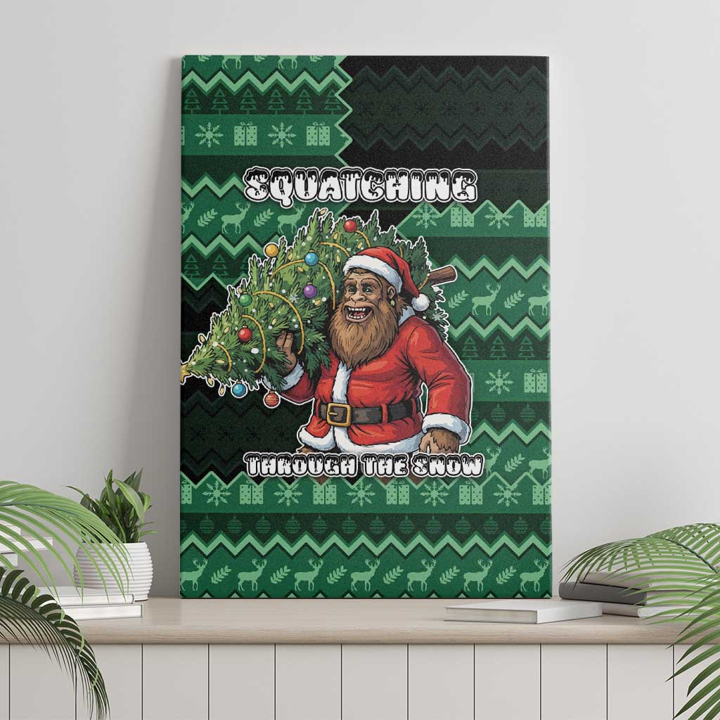 Bigfoot Christmas Canvas Wall Art Squatching Through The Snow - Wonder Print Shop