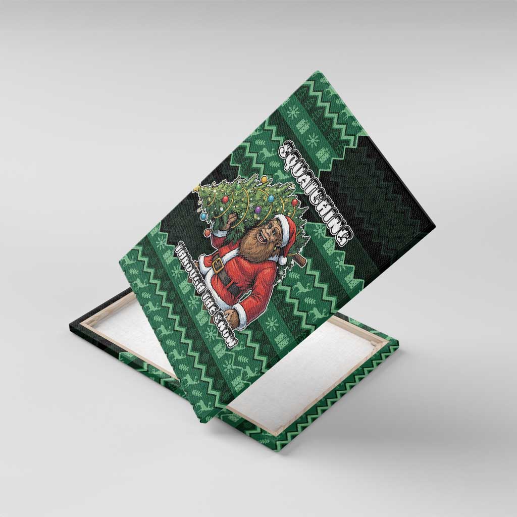 Bigfoot Christmas Canvas Wall Art Squatching Through The Snow - Wonder Print Shop